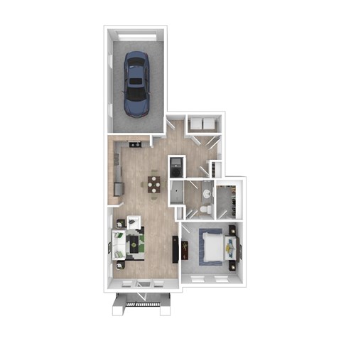 Floor plan for 1 bed, 1 bath, 799 sqft